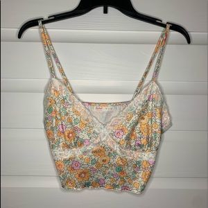Small floral cropped tank top